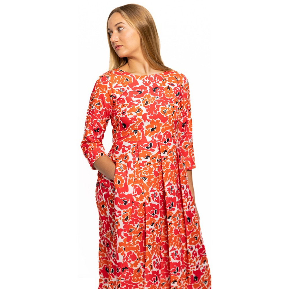 Le-chic Animal Printed Box Pleated Designer Dress